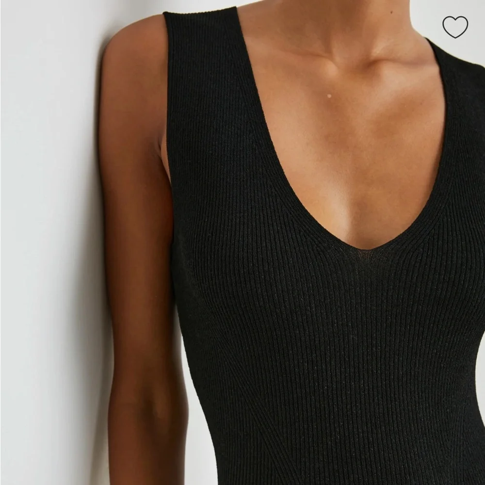 Rails Teagan Dress Black Midi Ribbed Knit, Size Medium - Picture 2 of 6